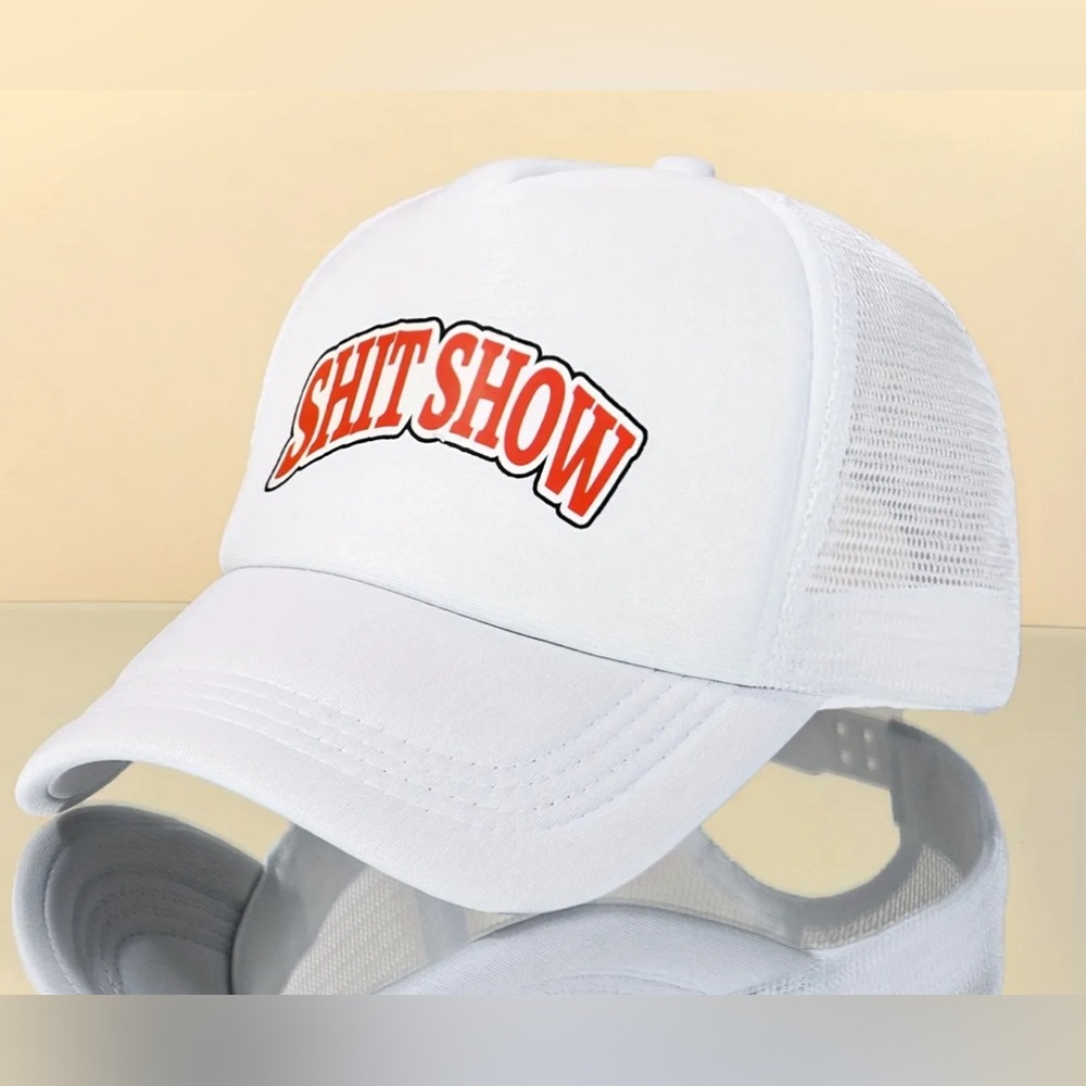 Slogan Print Baseball Cap Casual Breathable Mesh Trucker Hat Lightweight NWOT